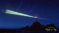 A lighthouse shining a cosmic signal light into space.